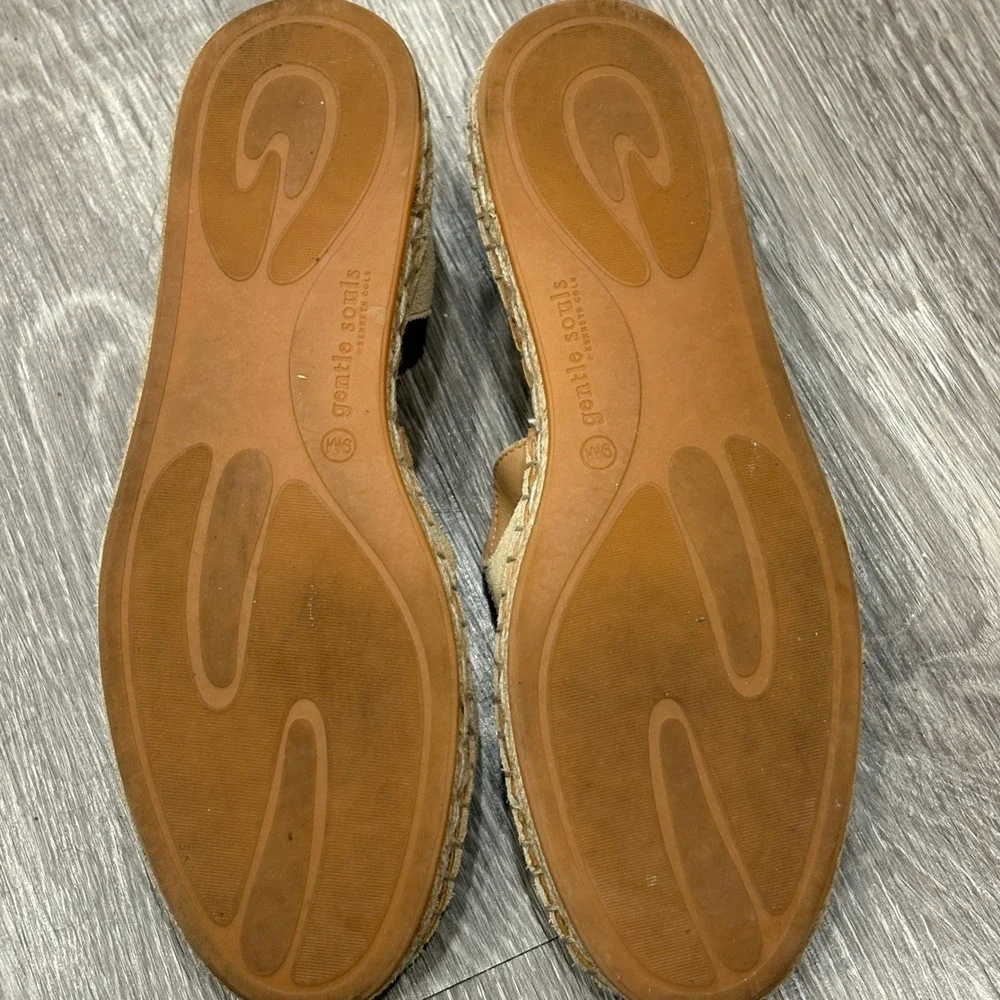 Gentle Souls Seville Leather Espadrille Warm Sand Suede Flats Sz 9 Boho Coastal